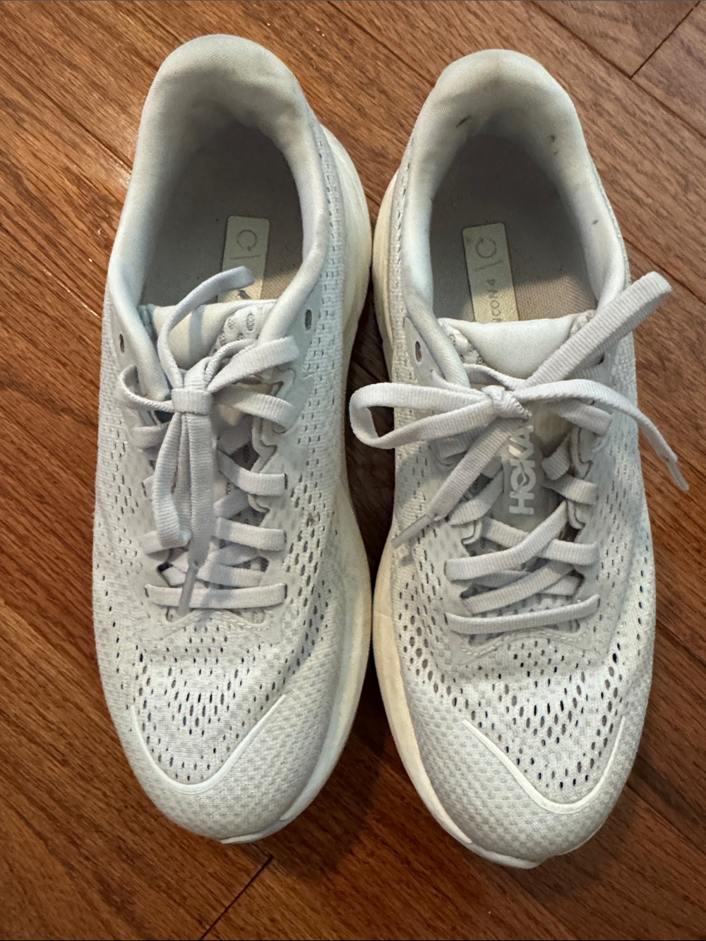 HOKA Rincon 4 Light Gray Knit Athletic Sneakers
